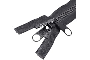 MebuZip #10 100 Inch Heavy Duty Separating Plastic Zippers with Double Pull Tab Zipper Sliders Black Vislon Zippers for Sleeping Bag, Boat, Canvas, Cover, Trampoline, Dog Bed, Tent (Black)