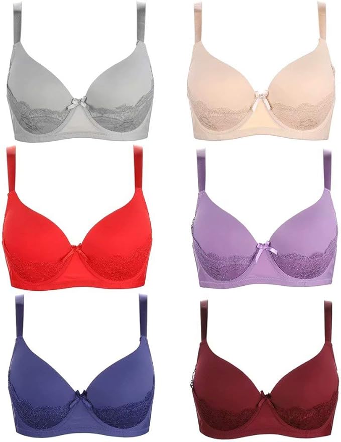 32A 34A or 36B Lightly Padded MultiColored Bra With Adjustable Straps