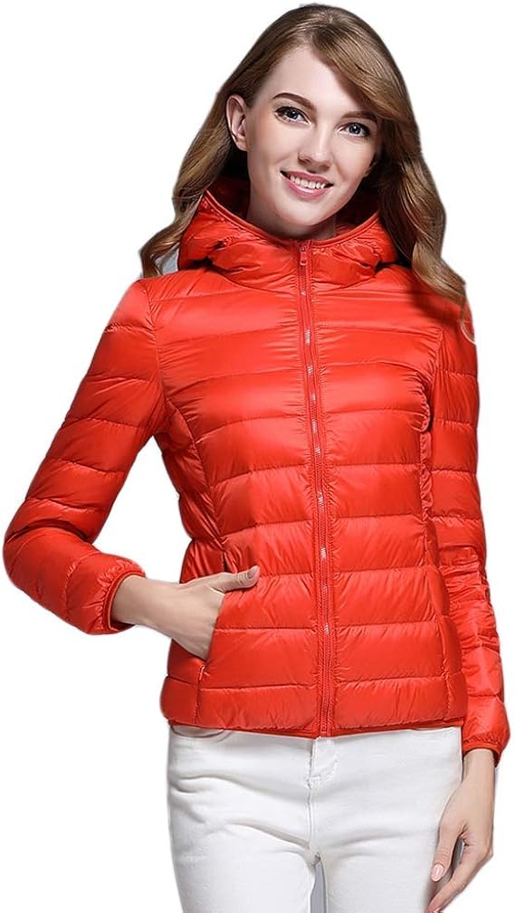 Amazon レディーズ 軽薄 ダウンジャケット ショートタイプ お洒落 スリム ダウンジャケット 女性服 軽いタイプ ダウン フード付き 外着 コート ジャケット 通販