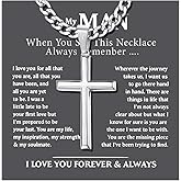 Someki To My Man Necklace Italian for Men Silver Cross Necklace Cuban Link Chain Durable Colorfast Inspirational Birthday Gifts for Men Husband Boyfriend