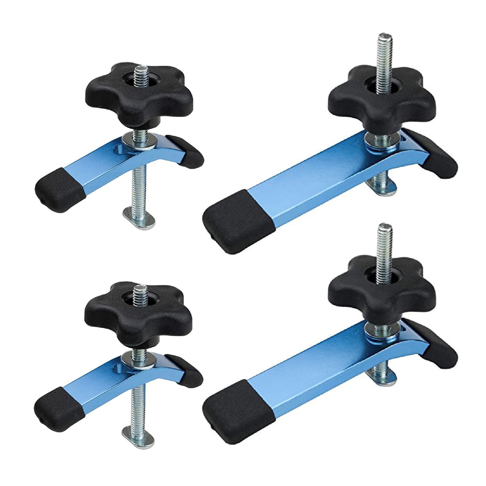 POWERTEC 71863 T-Track Hold Down Clamp Set, 5-1/2" L x 1-1/8" W and 3-5/8" L x 3/4" W, 2 of Each, 4 PK Image