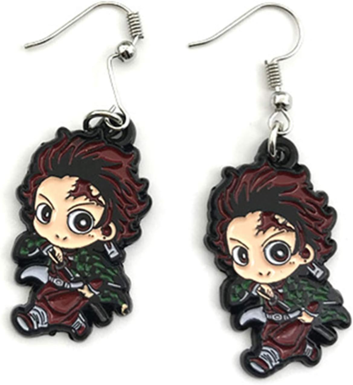 XINGSd Unique Anime Demon Slayer:Kimetsu No Yaiba Kamado Nezuko Kamado Tanjirou Enamel Dangle Earrings for Women Girls Fans Jewelry Gifts