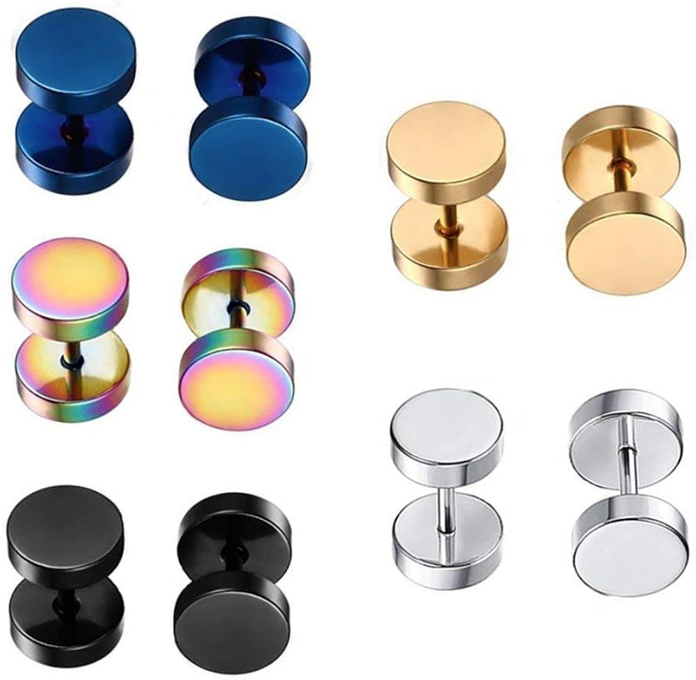 Dot Earrings, High Polished Surgical Steel Screw Flat Back 8MM Disc Stud Earrings