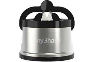 AnySharp Pro - World's Best Knife Sharpener - For All Knives and Serrated Blades - Brushed Metal