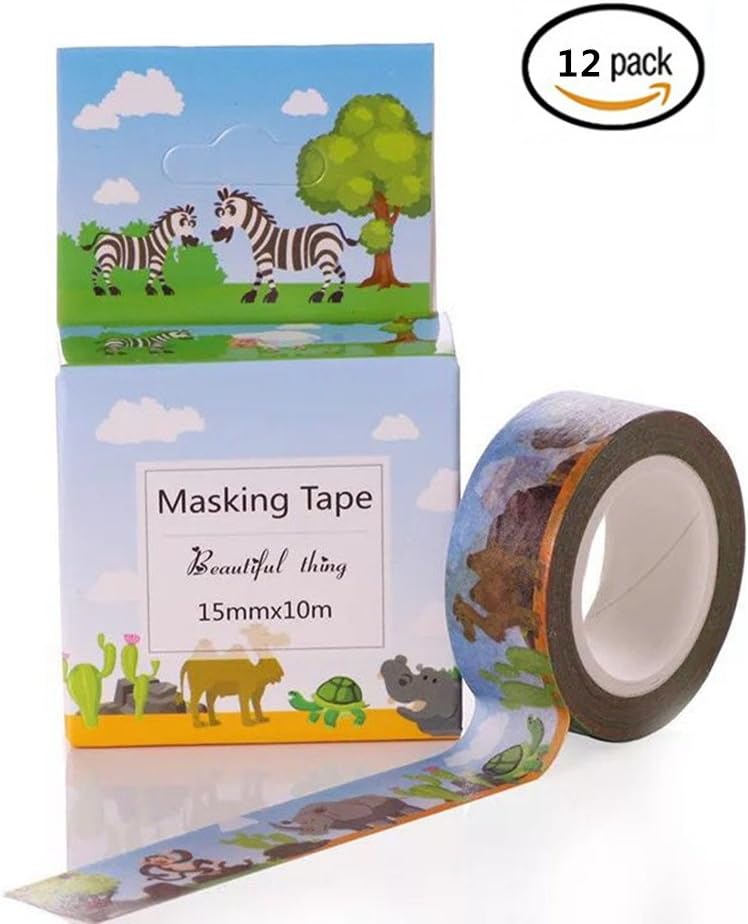 DPIST 12 Pack Washi Tape Decorative Masking Craft Tape Scrapbook Stickers for Arts, DIY, Party Supplies, Wrapping Gifts,Holiday Decoration