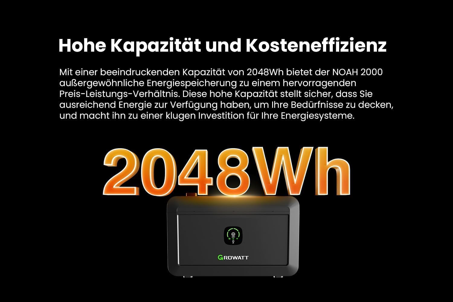 Powerness® Balkonkraftwerk Speicher Growatt NOAH 2000 Speicher 2048Wh mit 1800W PV-Eingangsleistung IP66 für Balkonkraftwerk (NOAH 2000 * 1) 3