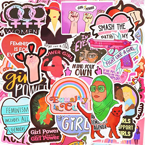 70 Pieces Feminist Stickers Girls Power Stickers Vinyl Waterproof Decal Stickers Feminist Presents Waterproof Vinyl Decal for Bumper, Water Bottles, Computer, Phone, Hard Hat, Car Stickers and Decals