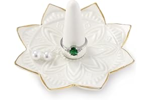 MAXSIRUI Ceramic Ring Holder for Jewelry,White Mandala Ring Dish Jewelry Dish Jewelry Holder,Room Decor,Engagement Wedding Birthday Gifts for Couples Women Girls