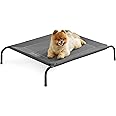 Bedsure Small Elevated Cooling Outdoor Dog Bed - Raised Dog Cots Beds for Small Dogs, Portable Indoor & Outdoor Pet Hammock Bed with Skid-Resistant Feet, Frame with Breathable Mesh, Grey, 35 inches