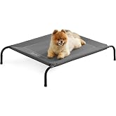 Bedsure Outdoor Elevated Cooling Small Dog Bed, 34in Grey | Portable Raised Camping Pet Cot Hammock,Breathable Teslin Mesh,Weather Resistant,For Small Pets Up to 40 lbs,Easy to Assemble