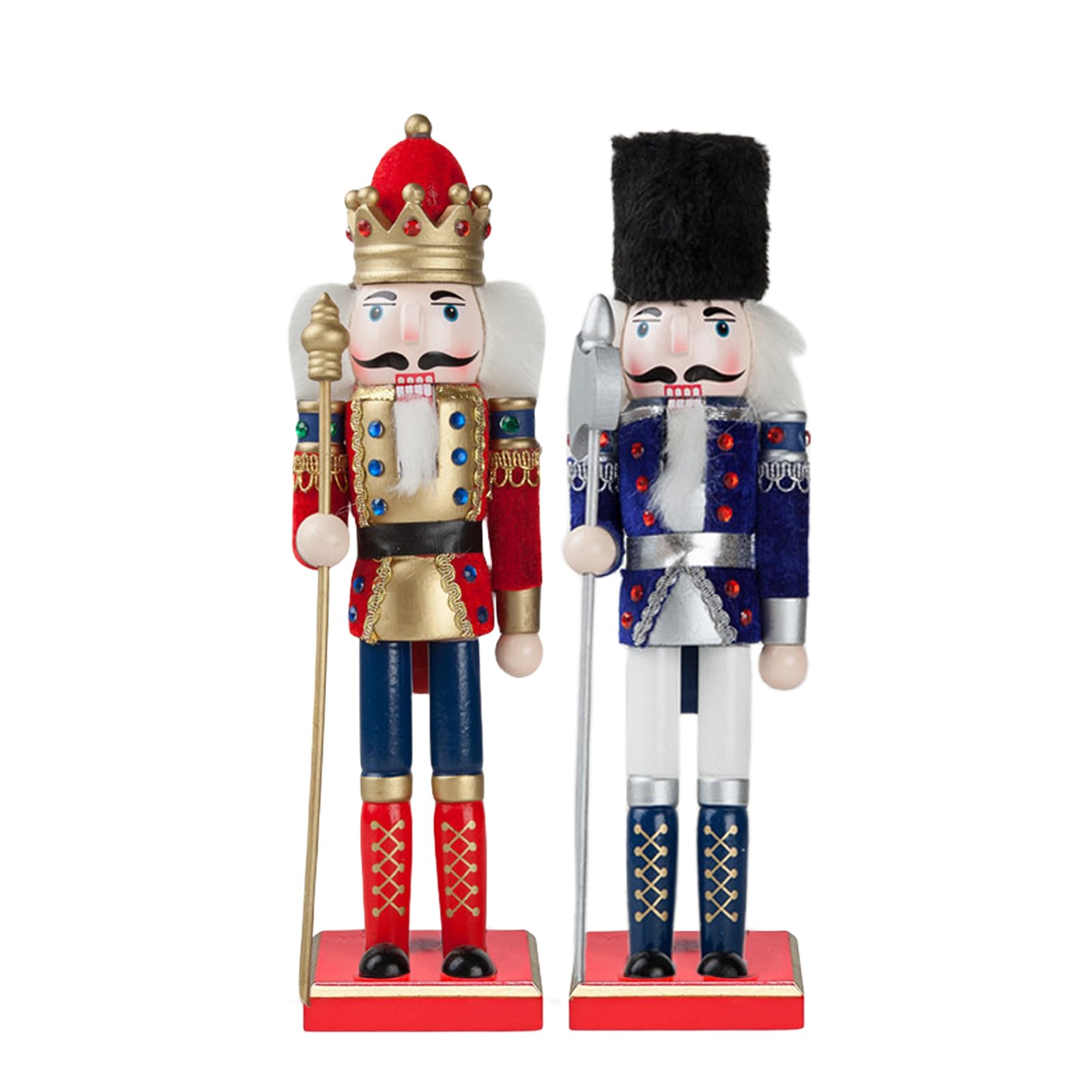 30cm Wooden Nutcracker Soldier Christmas Decorations,2pcs Large Christmas Nutcracker Figures Ornaments,Nutcracker Gifts Nutcracker Soldiers Puppet Doll for Tradition Xmas Present Home Indoor Decor