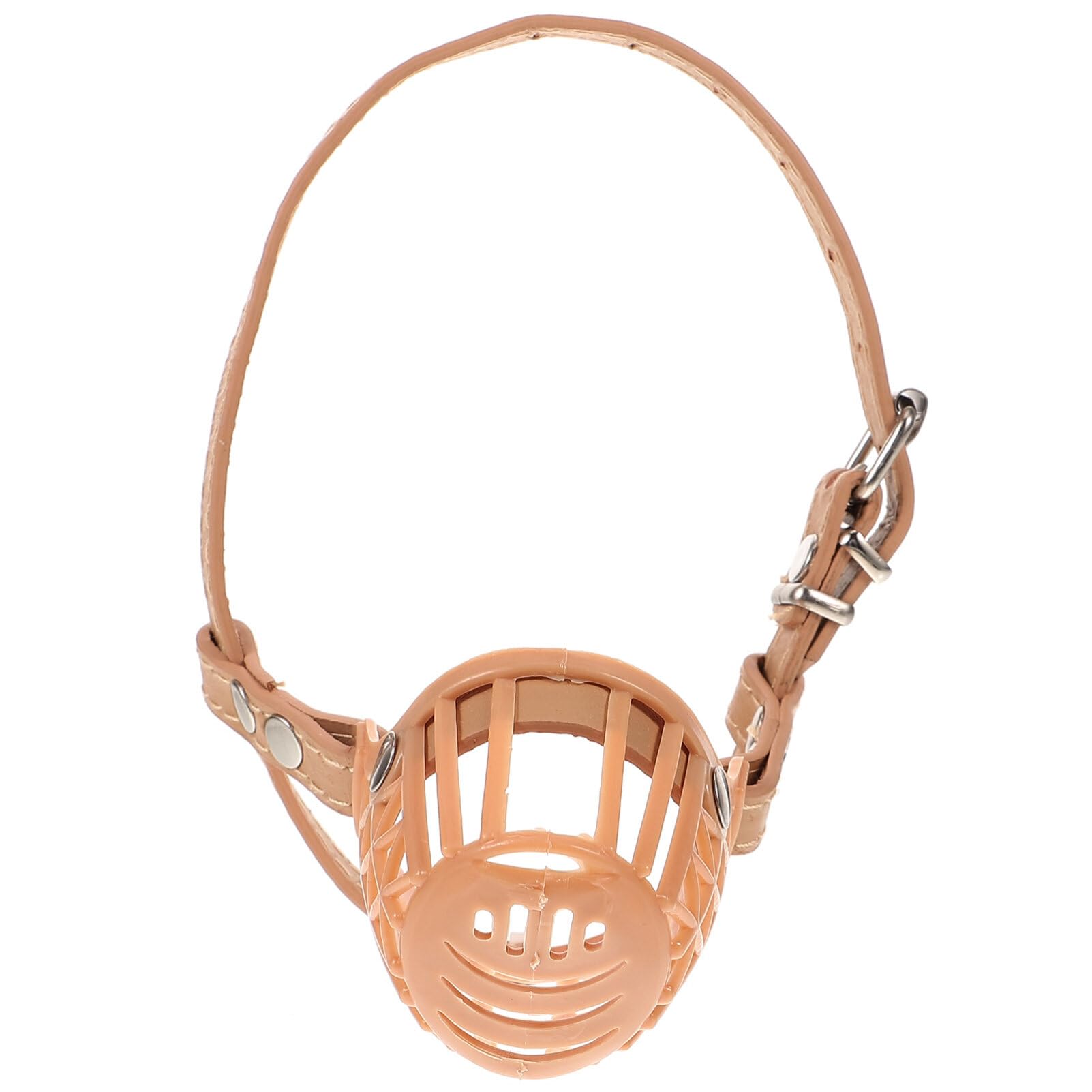 Photo 1 of Dog Muzzle for Small Dogs, Puppy Adjustable Breathable Training Muzzle to Prevent Barking, Biting, and Scavenging, Comfortable Fit Plastic Basket, Brown, Size XS