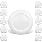 JULLISON 10 Packs 4 Inch LED Low Profile Recessed & Surface Mount Disk Light, Round, 10W, >600 Lumens, 5000K Day Light White, CRI80, DOB Design, Dimmable, ETL Listed, White