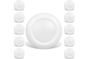 JULLISON 10 Packs 4 Inch LED Low Profile Recessed & Surface Mount Disk Light, Round, 10W, >600 Lumens, 5000K Day Light White, CRI80, DOB Design, Dimmable, ETL Listed, White