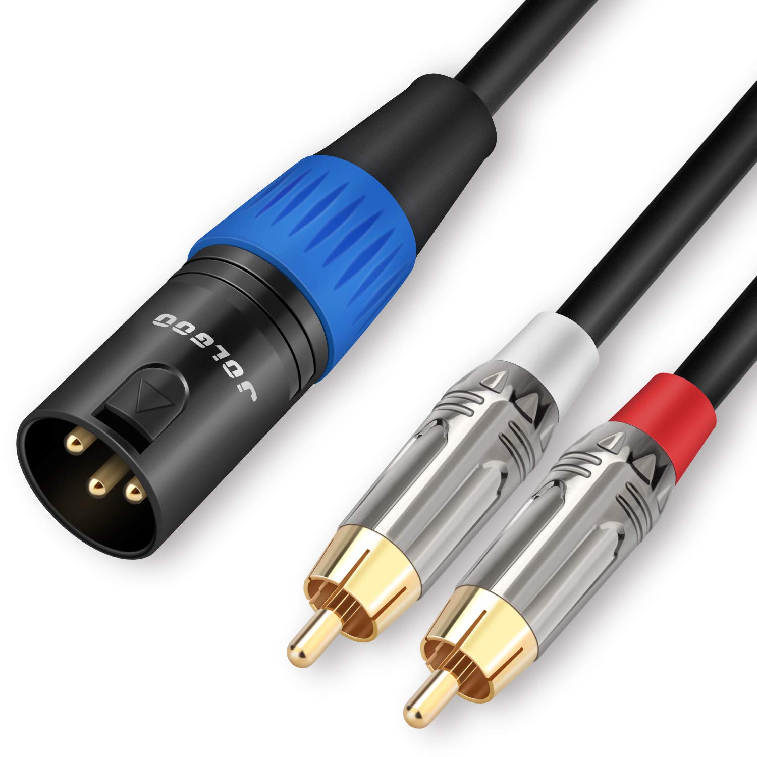 JOLGOO Unbalanced Dual RCA to XLR Male Y Splitter Patch Microphone Cable, 1 XLR Male to 2 RCA Male Y Adapter Cord Cable, 1 Meter