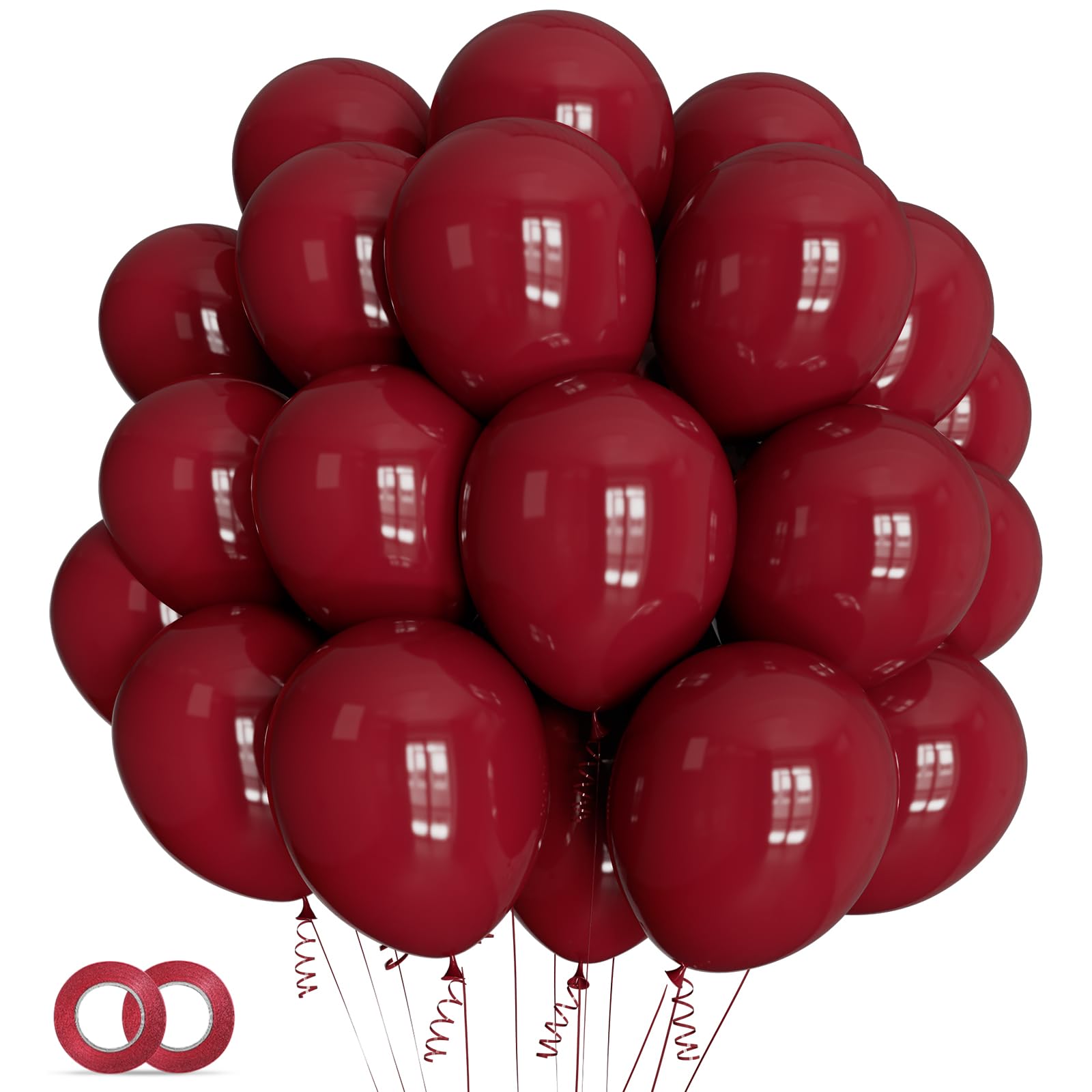 Photo 1 of 100pcs Burgundy Balloons 12inch Dark Red Maroon Party Latex Balloons for Graduation Thanksgiving Wedding Engagement Birthday Anniversary Valentines Party Decorations