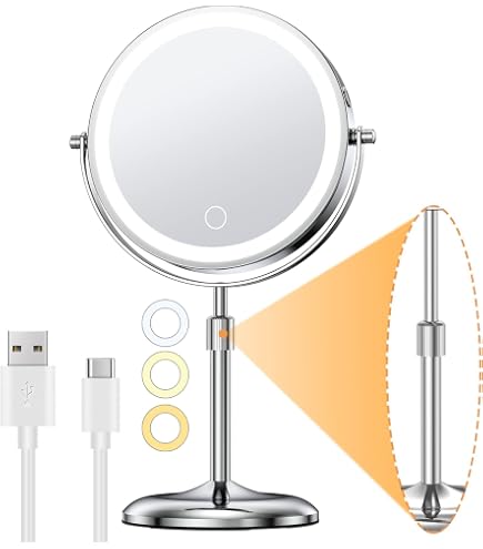 XGMBRAND 10X Magnification Makeup Mirror With Dimmable LED Lights