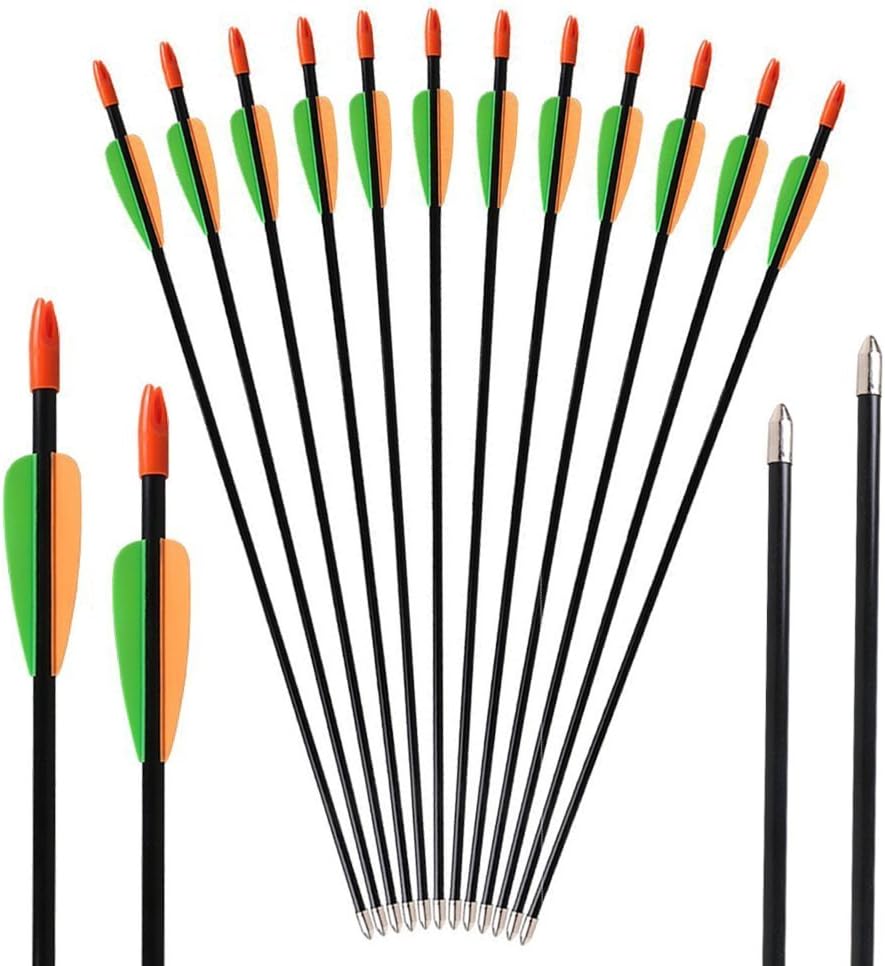 Huntingdoor Archery Youth Arrows 28 Inch Target Practice Fiberglass Arrows Shooting Fun Game Arrows 7mm for Beginner 12 Pack (Black 28inch) : Sports & Outdoors