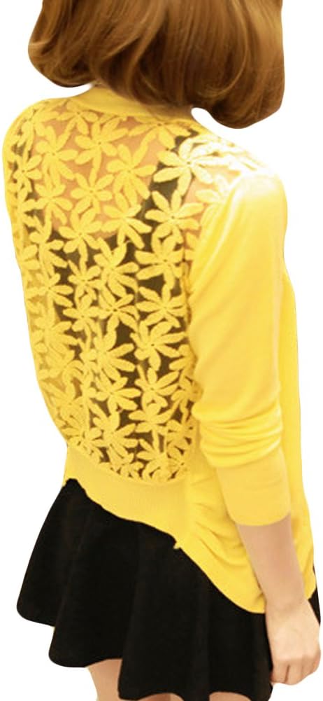 Locomo Women Floral See Through Back Sheer Long Sleeve Cardigan S-M FFJ003