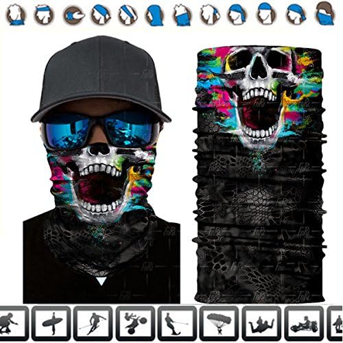 3D Face Mask Handband,Bandana ,Mask Shield ,Headwear ,Neck Gaiter, Magic Scarf for Riding ,Fishing,Hiking, UV Protection,UPF 48