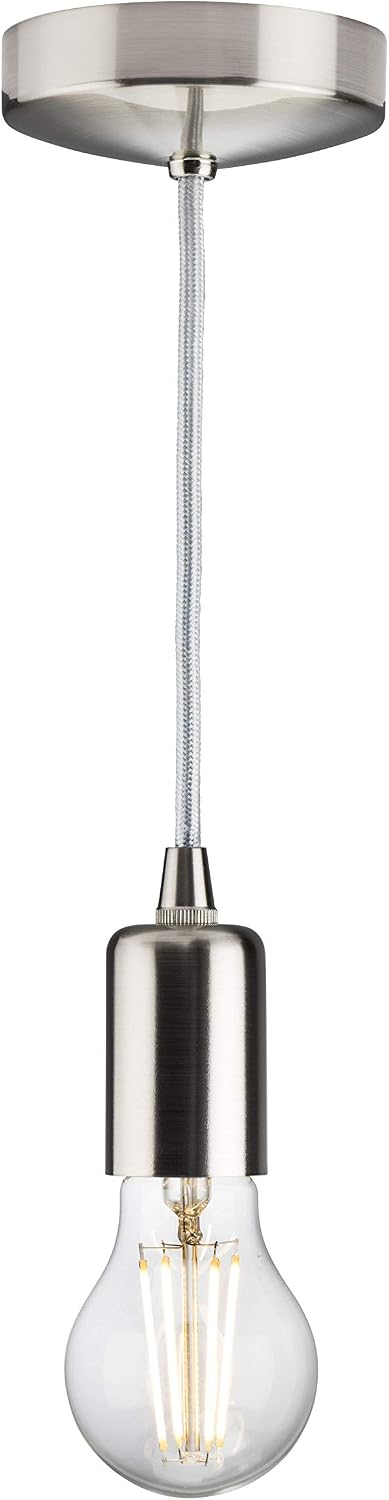 Knightsbridge 6 Inch E27, Contemporary Pendant Set in Brushed Chrome, 150mm - Image 4