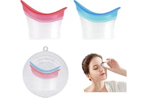 UAIAGM 2Pcs Eye Cups for Eye Wash with 1Pcs Storage Ball Kit Reusable Eye Wash Cup Soothing Silicone Eyewash Cups for Effective Eye Cleansing Soothing Tired Eyes(Pink Blue)