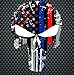 WZT 4 Pcs Red and Blue 4x5.2 Inch Subdued Us Flag Punisher Skull Reflective Decal with Thin Blue Line (police and fire Support) (2)