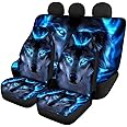 KEIAHUAN Cool Wolf Car Seat Cover Backrest Seat Protector Full Set of 4pcs Universal Car Interior Decorative for Women Ladies Gifts Fit Most Car,Truck,SUV,Van 4Pack Blue