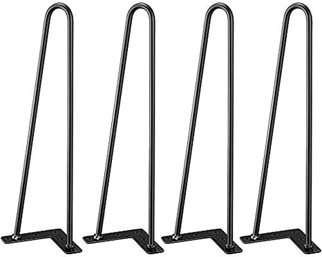 Amazon 4本の黒いヘアピンテーブルの脚diyの家具の脚頑丈な2本のロッド金属製のテーブルの脚 コーヒーテーブル ベンチ 机 椅子に最適なフリースクリューとプロテクターフィート付き 50cm 19 7in 床保護マット チェアマット オンライン通販