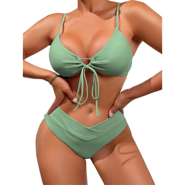 Jienuage Women's High Waisted Bikini Sets Front Tie Knot Two