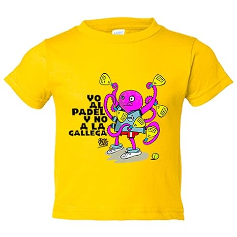 Camiseta niño yo al padel y no a la gallega - Amarillo, 3-4