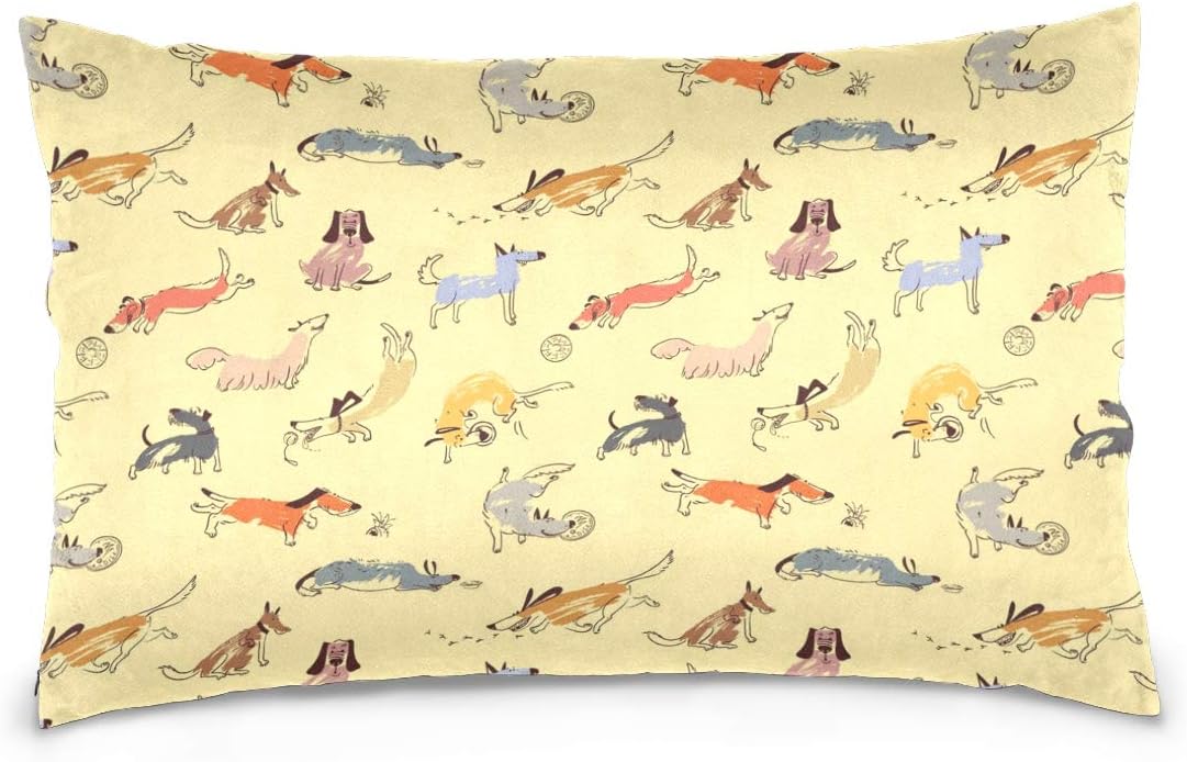 Piebald Dachshund Gifts For Women Yellow Soft and Cozy body Pillowcases Wrinkle, Pillowcase Set for Hair Cool and Easy to Wash , Standard Size Zip pillowcase, Fade, Stain Resistant, Reduces Allergies