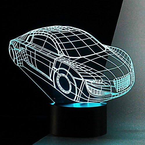 Sports Car 3D Optical Illusion Night Lights, 7 Color Variations, Smart Touch Button, USB or AAA Battery Power, Amazing Creative Art Design for Children's Christmas Gifts