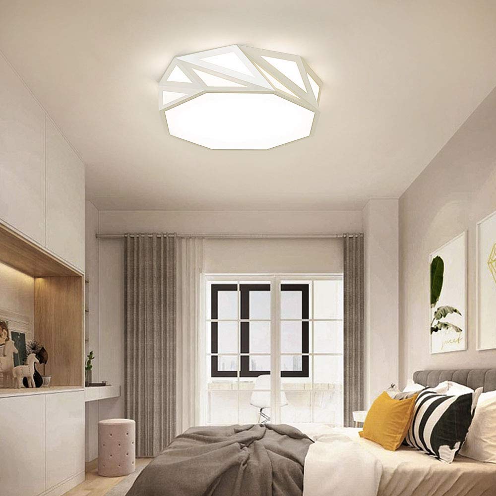 Neporal 30W Ceiling Fixture Dimmable 3 Color Temperature Adjustable 16 Inch Flush-Mount-Ceiling-Light-LED Modern for Bedroom Study Living Room Kitchen