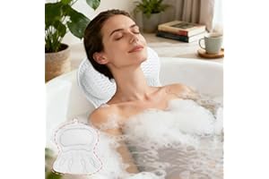 Bath Pillow, Ergonomic Bathtub Pillow with Head, Neck Shoulder & Back Support Bath Pillows for Tub with Soft 4D Air Mesh Cush