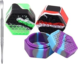 26ml Wax Carving Container, Silicone Hexagon Honeybee Jars with Carving Tool for Essential Oil, Lip Balm, Spices (26ml, 3pcs)