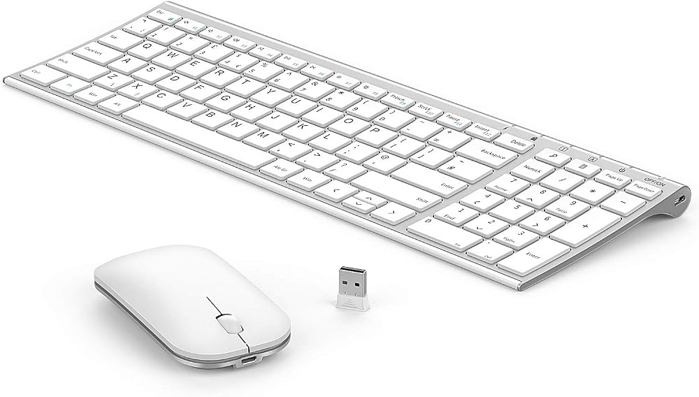 Seenda WGJP-031B Wireless Keyboard and Mouse Set Ultra Thin Aluminum Silv/White