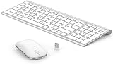 Seenda WGJP-031B Wireless Keyboard and Mouse Set Ultra Thin Aluminum Silv/White