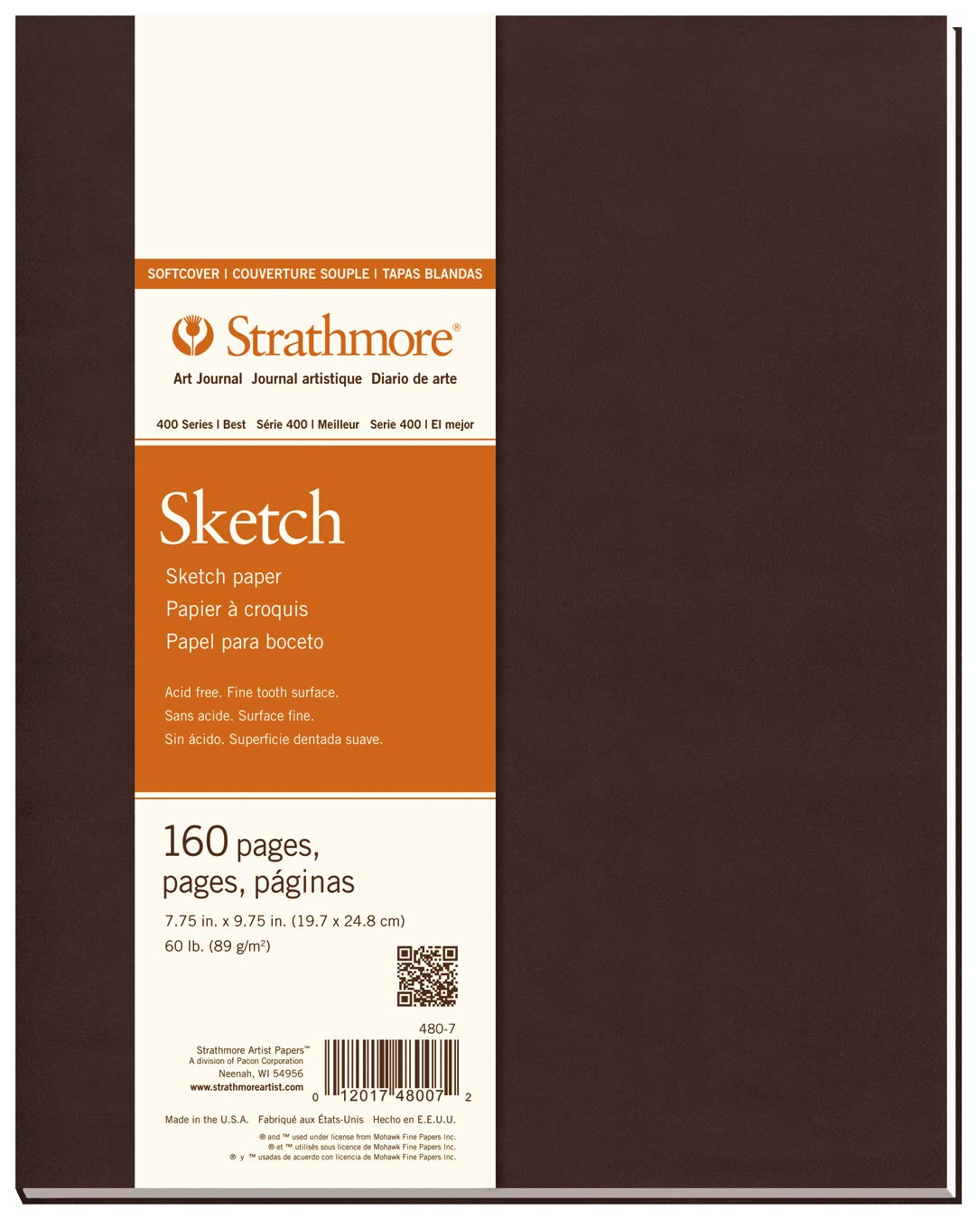 Pro-Art Strathmore Softcover Sketch Journal 7.75 x 9.75-inch, 80 Sheets, Paper, White, 7.75" x 9.75"