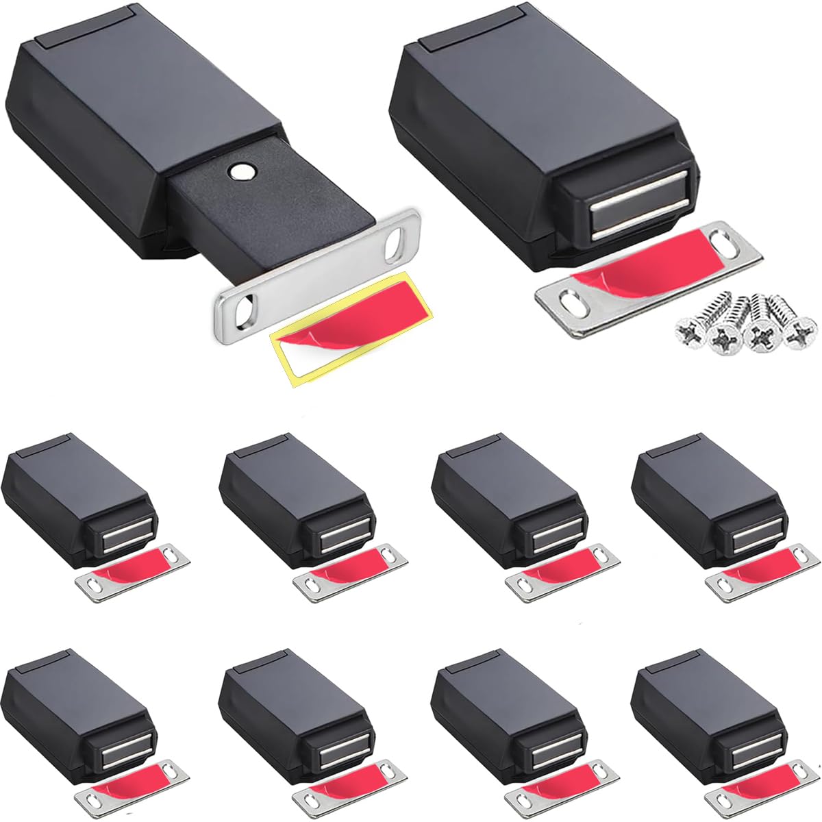 Photo 1 of Push to Open Cabinet Hardware CBRIVE 10 Pack Heavy Duty Push Latch & Lock for Hidden Door Touch Latches and Catch Push Release Drawer Pull Tip on RV Closet Close Strong Pop Out, Black
