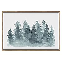 SIGNWIN Framed Canvas Print Wall Art Shady Gray Forest Scene Geometric Line Illustrations Modern Art Mid-Century Modern Colorful Warm for Living Room, Bedroom, Office - 16