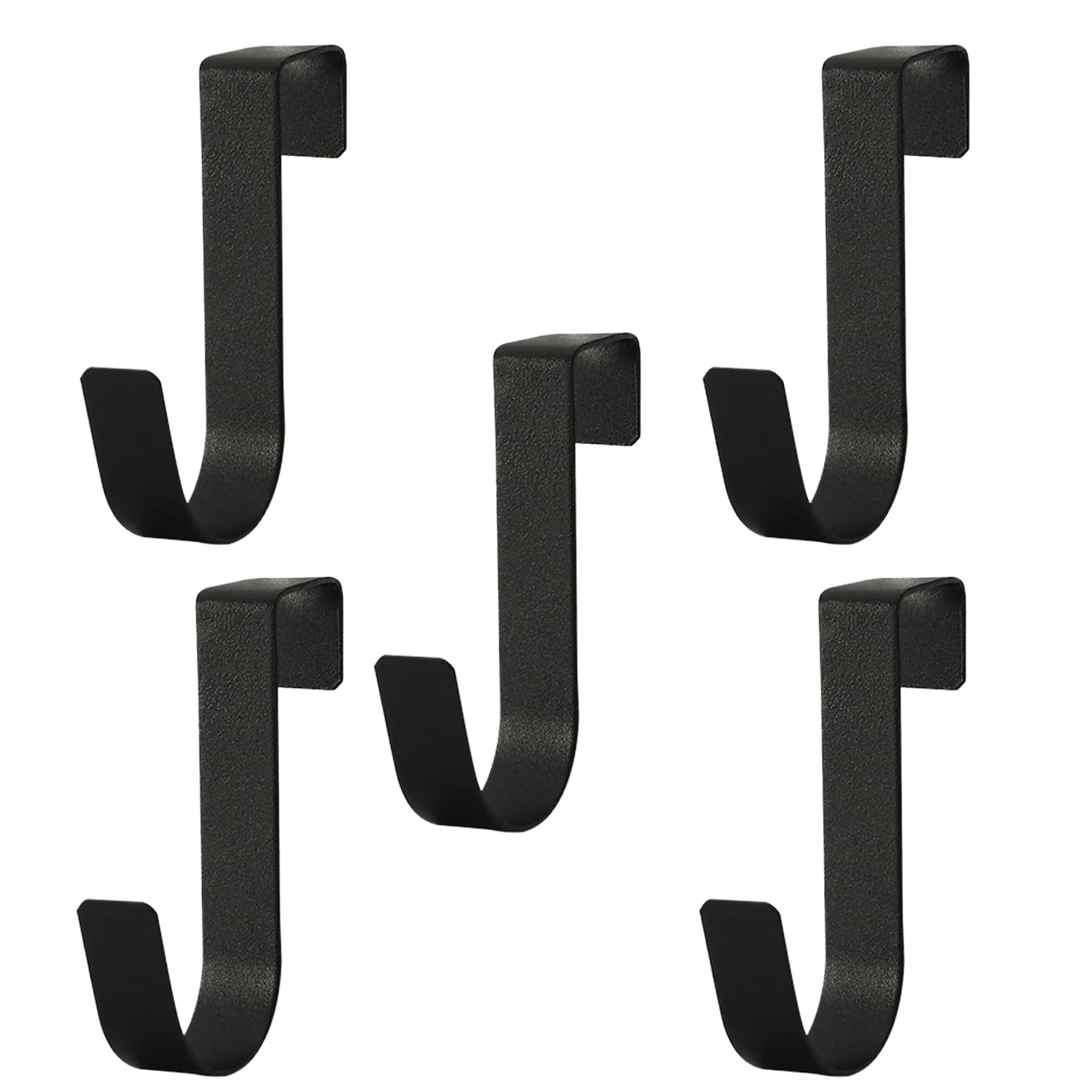SMCEHEYA Over Door Hooks 5Pcs, Over Door Hanger for Leaf Depth 2.2cm (0.8"), Single Overdoor Hook Hanger Metal for Bedroom Bathroom Kitchen Cupboard Cabinet Hanging Towel Coat Cloth Hat Bag, Black