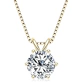 WOAINI 0.5/1/2/3 Carat Moissanite Solitaire Pendant Necklace in 925 Sterling Silver, Adjustable Necklaces Pendant 6-Prong-Set with Moissanite, 18"+2", Jewelry Gift for Women