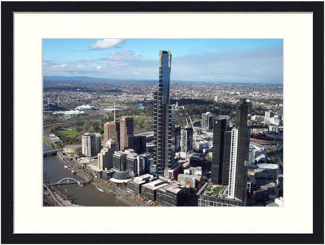 OiArt Wall Art Print Wood Framed Home Decor Picture Artwork(24x16 inch) - Buildings Eureka Tower Melbourne Skyscraper City