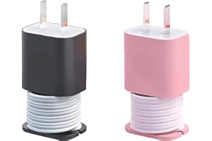 365Home 2 in 1 Silicone Charger Protector with Cord Wrap, iPhone Silicone Power Adapter Case, Snapback Charger Winder, Compatible with 18W/20W (2P-BP)