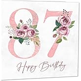 Purple Fox 87th Birthday Card for Women - Floral 87th Birthday Cards for 87 year old woman Eighty Seven, Eighty Seventh Ladies Nan Grandma Mum Aunt Sister Mom Friend