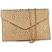 Retro Hollow Cutout Women Shoulder Bag Purse Wedding Clutch Women Hand Bags Envelope Wedding Party Chain Day Evening Clutch Bag Light Brown