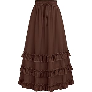 Arolina Women's Maxi Skirts Trendy Summer Flowy Long Renaissance Skirt | With Pockets, Ankle Length, With Lining, Slightly St