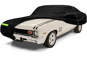 SAPUBK Waterproof Car Cover Compatible with Chevrolet II Nova/Nova SS 350/350 SC 1962-1974 Sedan/Coupe 210T All Weather Classic Car Covers with Zipper Door for Snow Rain Protection