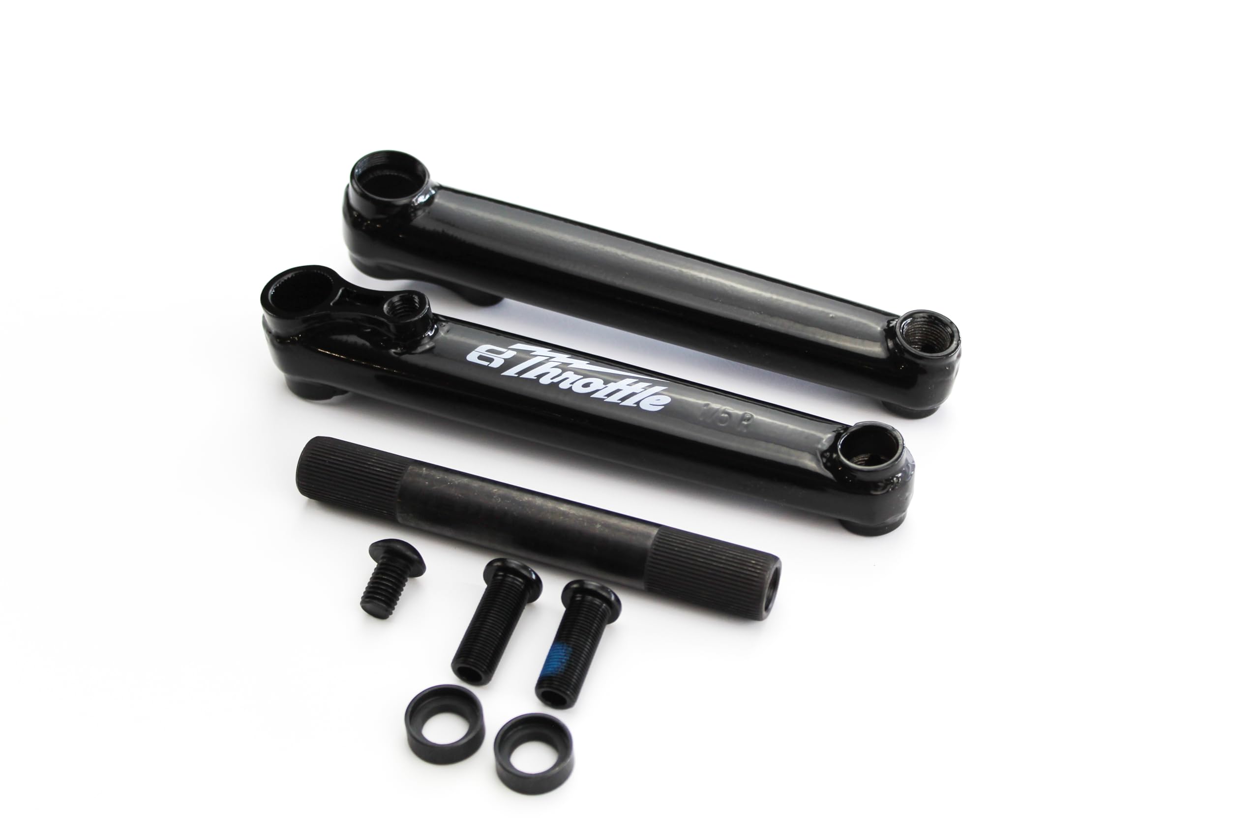 Eastern Throttle Series 100% Chromoly 48 Spline BMX Bike Cranks - 175mm or 170mm Intermediate Level Performance (Gloss Black, 175mm)